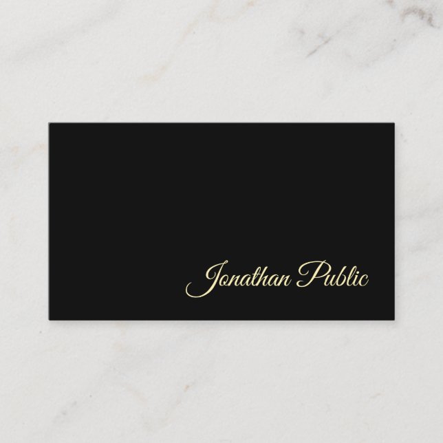Sophisticated Gold Handwritten Script Modern Cool Business Card (Front)