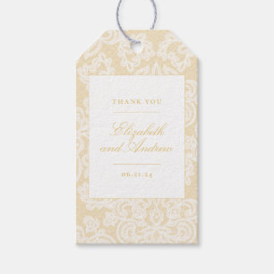 Sophisticated Gold Lace Elegant Wedding Luggage Gift Tags