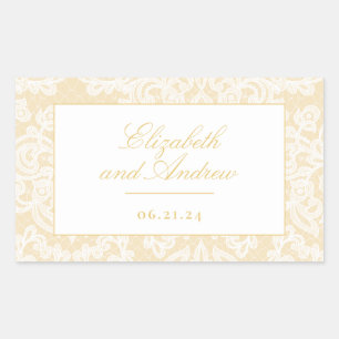 Sophisticated Gold Lace Elegant Wedding Sticker