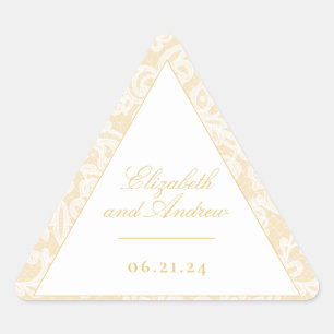 Sophisticated Gold Lace Elegant Wedding Triangle Sticker