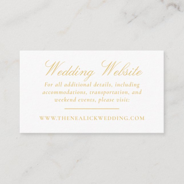 Sophisticated Gold Lace Elegant Wedding Website Enclosure Card (Front)