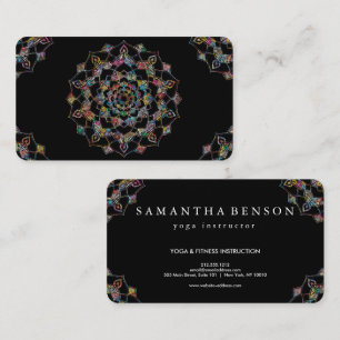 Sophisticated Gold on Black Mandala Yoga Business Card