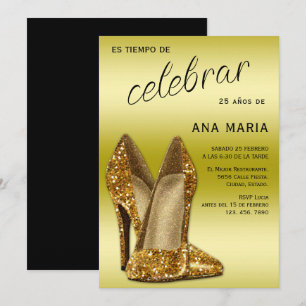Sophisticated Gold Spanish Feminine Birthday  Invitation