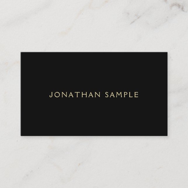 Sophisticated Gold Text Modern Simple Black Luxury Business Card (Front)