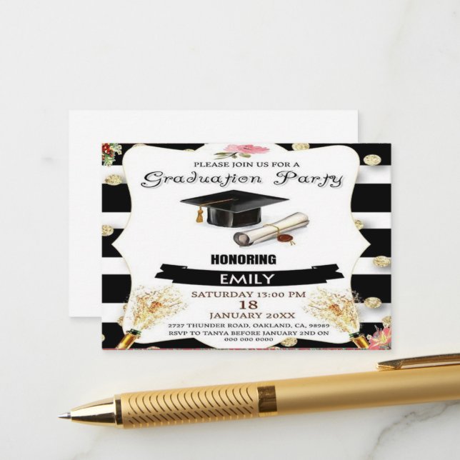 Sophisticated Graduation Invitations  (Front/Back In Situ)