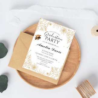 Sophisticated Graduation Invite with Gold Accents
