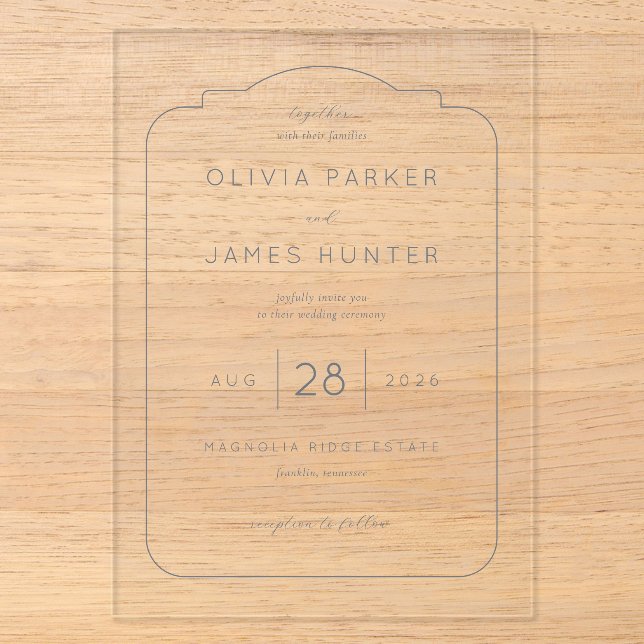 Sophisticated Gray Minimalist Wedding Invitation (Front)