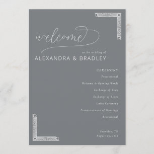 Sophisticated Gray Wedding Schedule Program