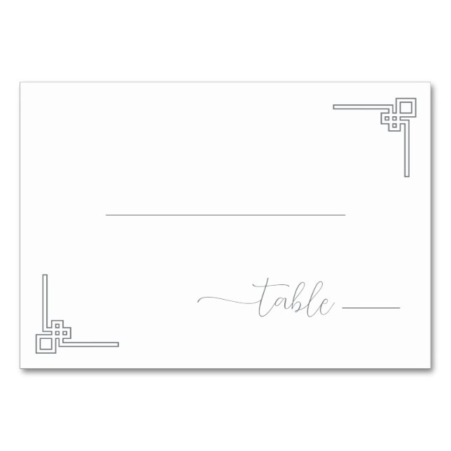 Sophisticated Grayscale Geometric Lattice Table Number (Front)