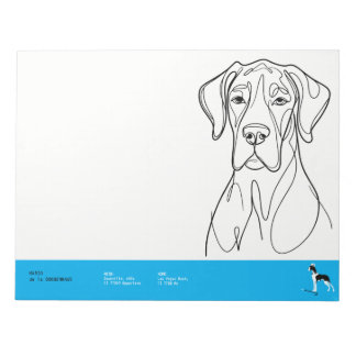 Sophisticated Great Dane on Pink Notepad