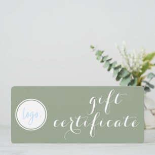 SOPHISTICATED GREEN BUSINESS LOGO GIFT CERTIFICATE