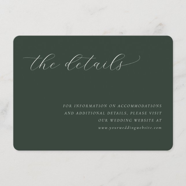 Sophisticated Green Calligraphy Enclosure Card (Front)