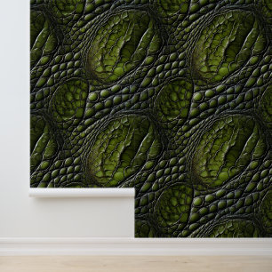 Sophisticated Green Crocodile Skin Wallpaper
