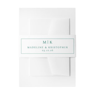 Sophisticated Green Minimalist Invitation Belly Band
