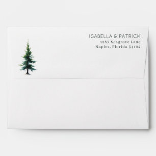 Sophisticated Green Minimalist Tree Envelope