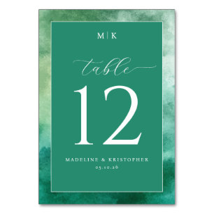 Sophisticated Green Watercolor Table Number