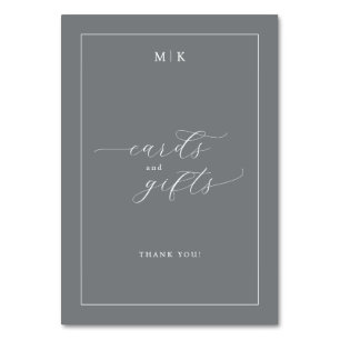 Sophisticated Grey Calligraphy Table Number