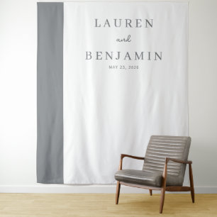 Sophisticated Grey Minimalist Names Tapestry