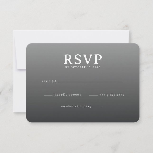 Sophisticated Grey Minimalist RSVP Card (Front)