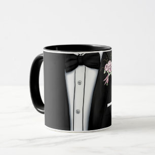 Sophisticated Groom Tuxedo with Peony Boutonniere  Mug