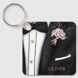 Sophisticated Groom's Boutonniere Keychain