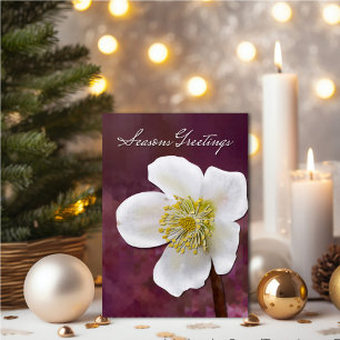 Sophisticated High-Poly Winter Rose Art Seasons Card