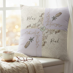 Sophisticated Lavender Cozy Book Lovers Accent Throw Pillow
