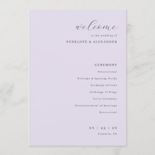 Sophisticated Lavender Wedding Ceremony Schedule Program