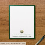 Sophisticated Legal Letterhead<br><div class="desc">Elevate your legal correspondence with our Sophisticated Legal Letterhead. Designed for law firms and legal professionals, this letterhead features a green leather print background with a brushed gold legal-themed logo emblem, complemented by your company's name, address, and contact information in golden classic typography. Make a lasting impression with every document...</div>