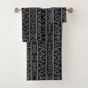 Sophisticated Luxury African Caribbean Mudcloth Bath Towel Set