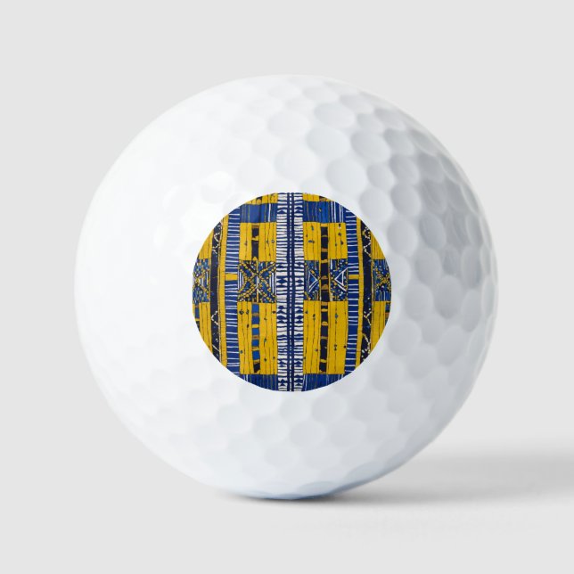 Sophisticated Luxury African Caribbean Mudcloth Golf Balls (Front)