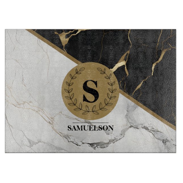 Sophisticated Marble Monogram Cutting Board (Front)