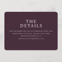 Sophisticated Maroon Serif Wedding Details Card