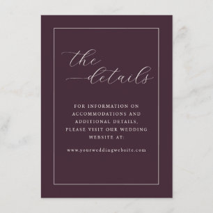 Sophisticated Maroon Wedding Details Enclosure Card