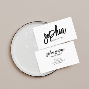 Sophisticated Minimalist Brush Script White Business Card