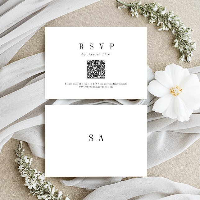 Sophisticated minimalist wedding QR code RSVP Card (Sophisticated minimalist wedding QR code RSVP Card)