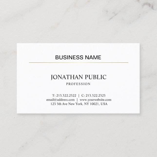 Sophisticated Minimalistic Design Professional Business Card (Front)
