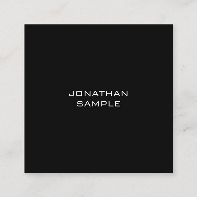 Sophisticated Minimalistic Elegant Black Sleek Square Business Card (Front)