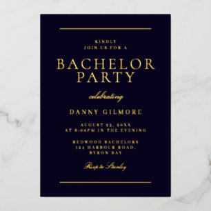 Sophisticated Modern Bachelor Party Black & Gold