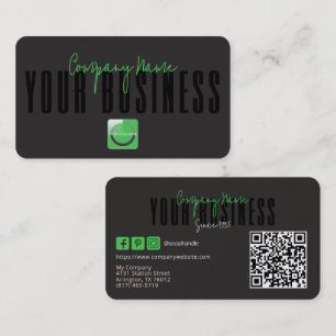 Sophisticated Modern Black Green Logo Generic  Business Card