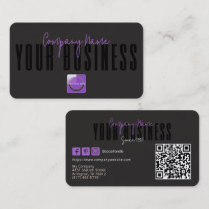 Sophisticated Modern Black  Purple Logo Generic  Business Card