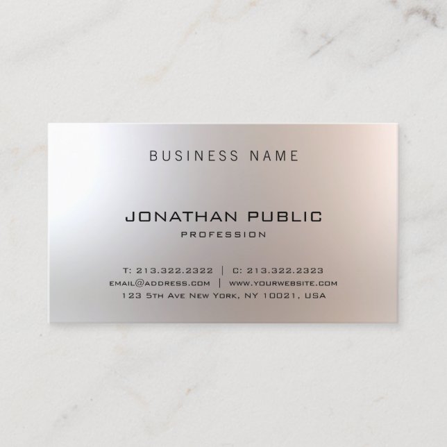 Sophisticated Modern Elegant Design Glam Plain Business Card (Front)