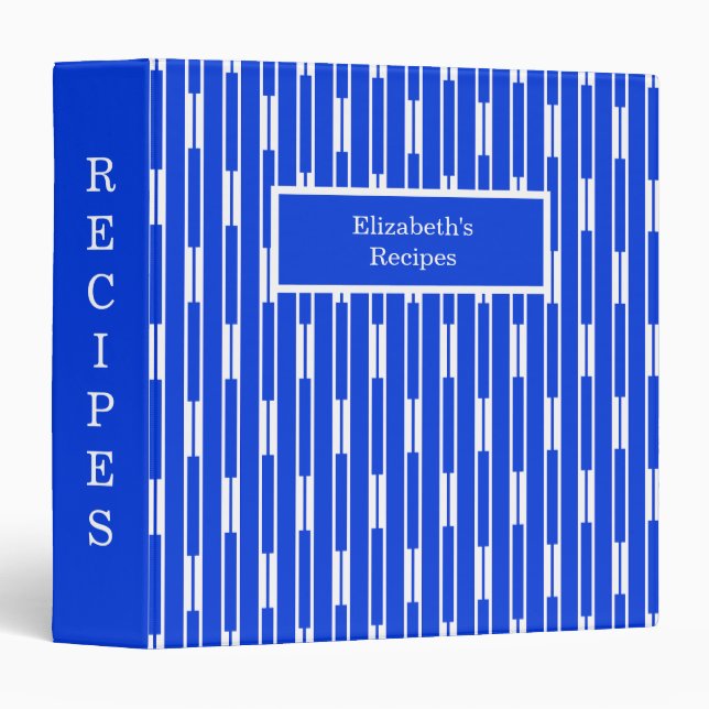 Sophisticated Modern Geometric Pattern Bold Blue Binder (Front/Spine)