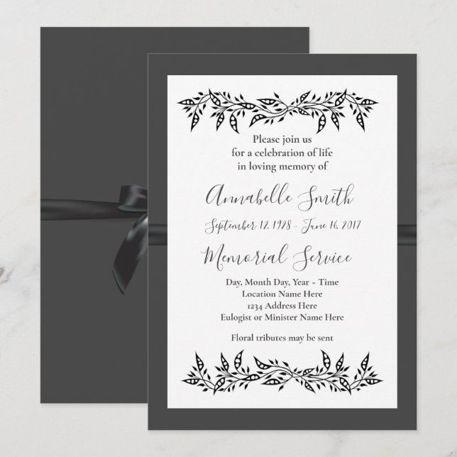 SOPHISTICATED MODERN   Loving Memory Invitation (Front/Back)