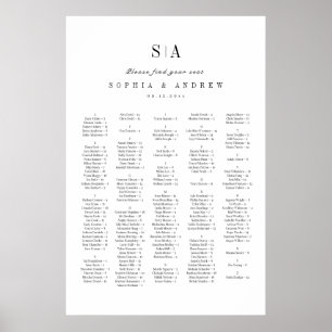 Sophisticated monogram alphabetical seating charts