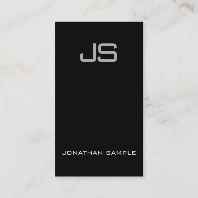 Sophisticated Monogram Black White Unique Plain Business Card (Front)