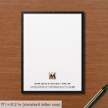 Sophisticated Monogram Business Letterhead<br><div class="desc">Make a lasting impression with our Sophisticated Monogram Business Letterhead, tailor-made for consultants and professional services firms. Crafted to reflect your commitment to excellence, this letterhead boasts a clean white background framed in a refined black textured print. In the lower thirds, your brushed gold monogram and company name exude a...</div>