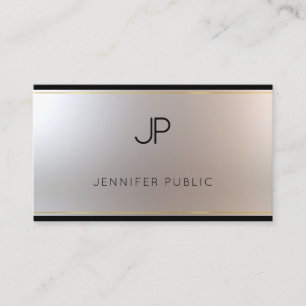 Sophisticated Monogram Glamour Gold Silver Unique Business Card