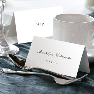 Sophisticated monogram minimal Foldable Place Card