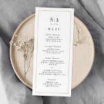 Sophisticated monogram minimalist wedding menu<br><div class="desc">Sophisticated black and white minimalist wedding menu cards with couple's monogram and neutral colour frame,  simple and elegant. Great for modern classic wedding,  and formal wedding.
See all the matching pieces in the collection.</div>